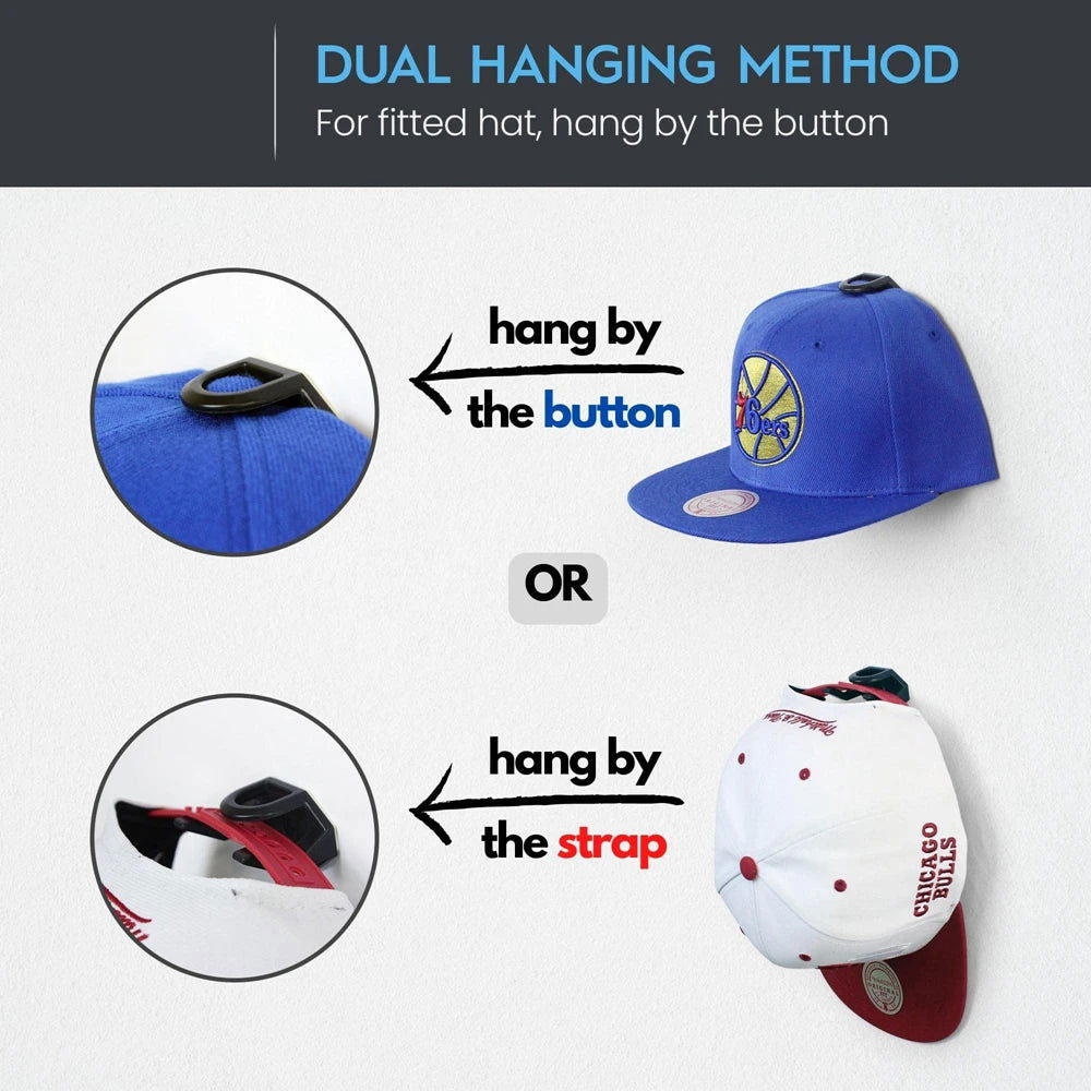 16pcs Baseball Caps Hangers Rack Hanging Organizer for Door Wall - I Royal - I Royal