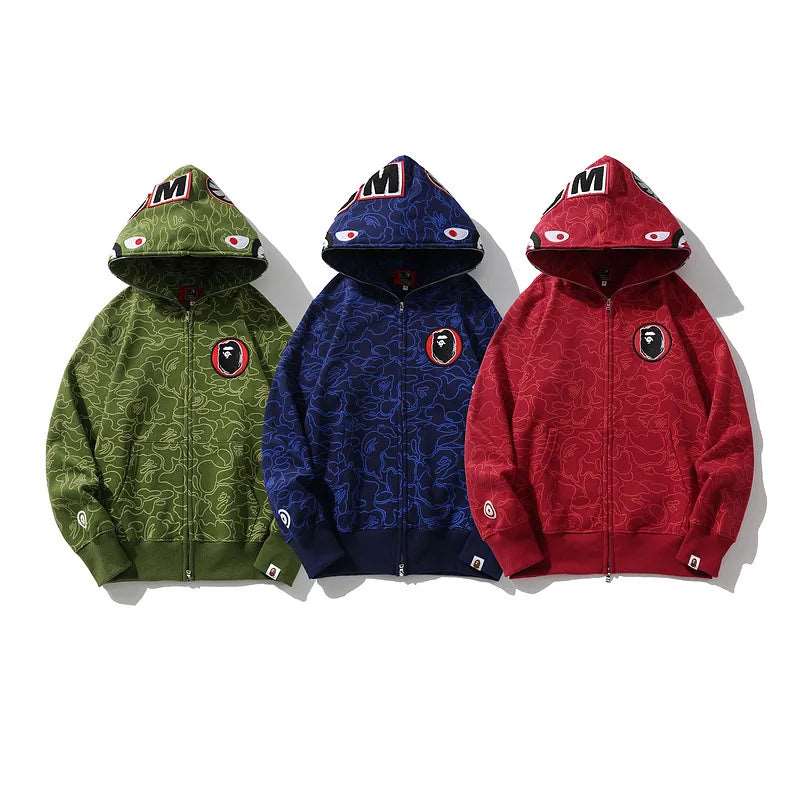 Camouflage Cardigan Zipper Hoodie Coat