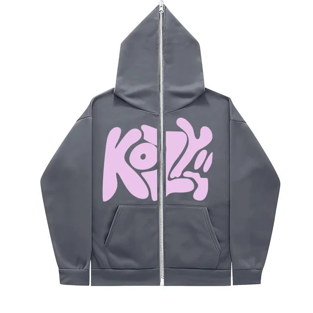 2024-New-Product-KOZY-Letter-Printed-Zipper-Hoodie-Pattern-Casual-Coat
