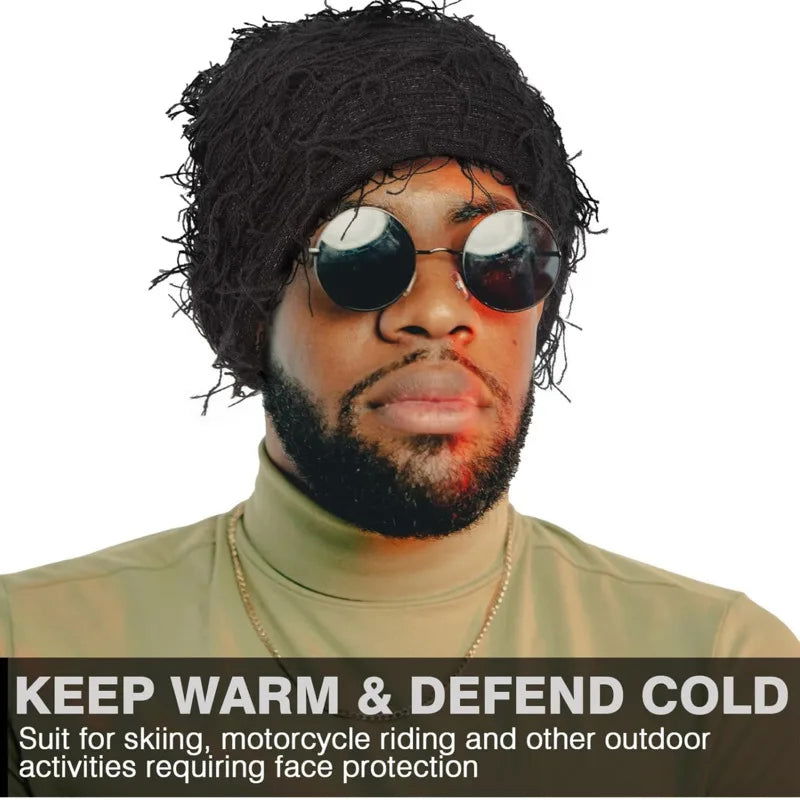 2pc Distressed Balaclava Ski Mask Knitted Full Face Windproof Winter Premium Yeat Ski Mask - I Royal - I Royal