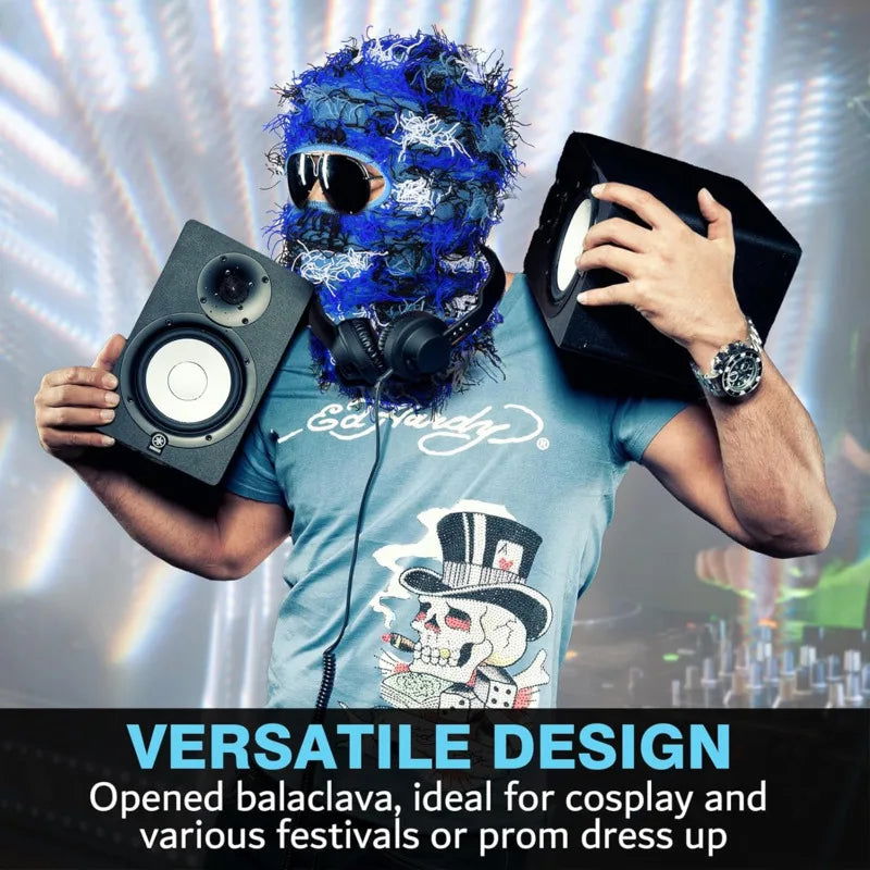 2pc Distressed Balaclava Ski Mask Knitted Full Face Windproof Winter Premium Yeat Ski Mask - I Royal - I Royal