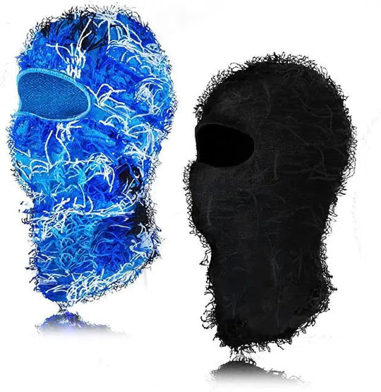 2pc Distressed Balaclava Ski Mask Knitted Full Face Windproof Winter Premium Yeat Ski Mask - I Royal - I Royal