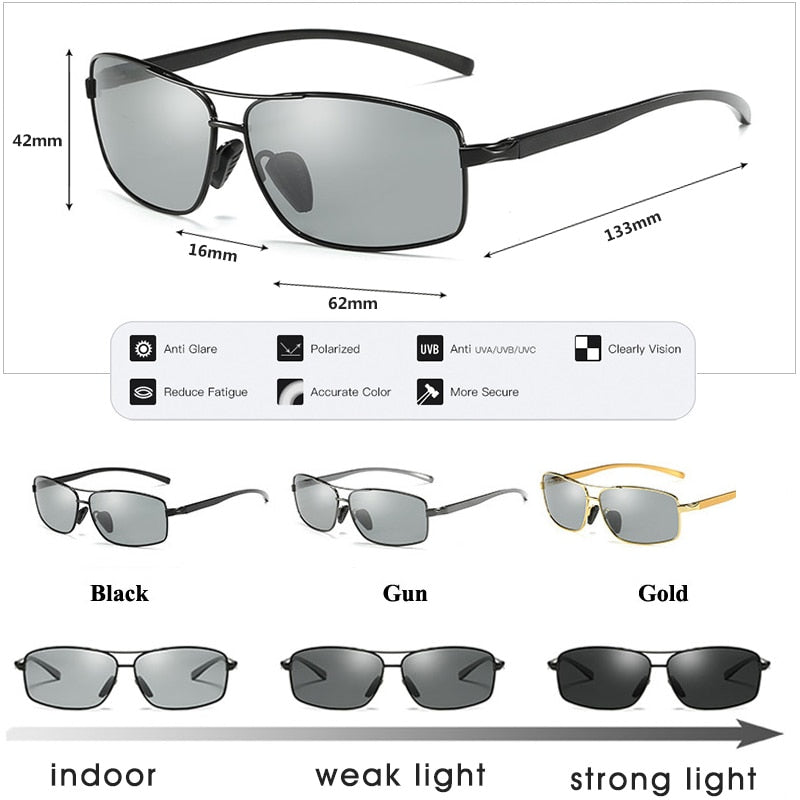 I Royal Photochromic Sunglasses Men Polarized Chameleon Glasses Driving Anti-glare Sun Glasses eprolo 