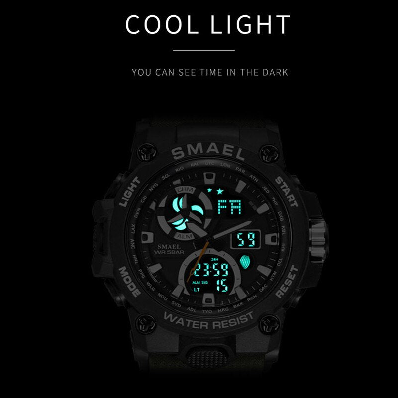 I Royal SMAEL Sport Watch Men Dual Time Waterproof 50M Military Watches Chrono Alarm Wristwatch Vintage Classic Digital Watch 8011 eprolo 