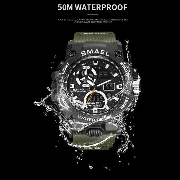 I Royal SMAEL Sport Watch Men Dual Time Waterproof 50M Military Watches Chrono Alarm Wristwatch Vintage Classic Digital Watch 8011 eprolo 