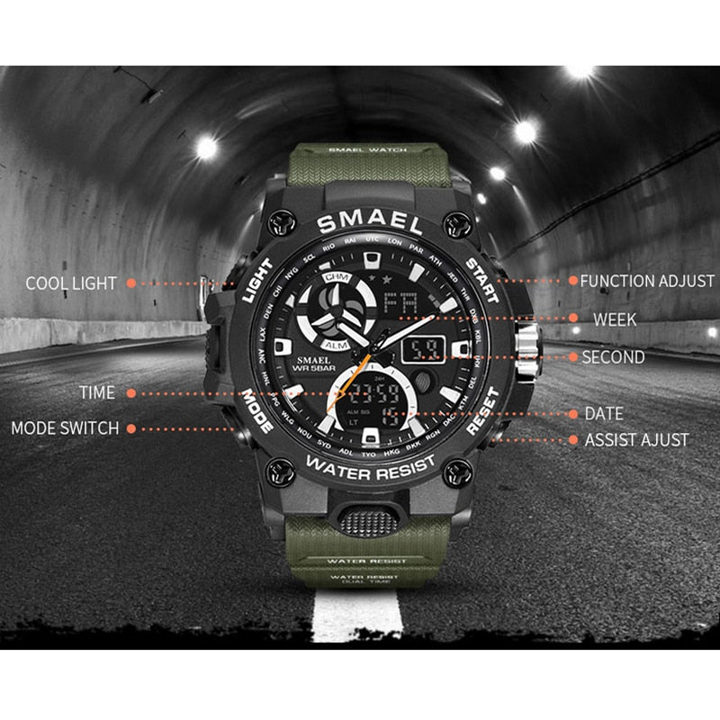 I Royal SMAEL Sport Watch Men Dual Time Waterproof 50M Military Watches Chrono Alarm Wristwatch Vintage Classic Digital Watch 8011 eprolo 
