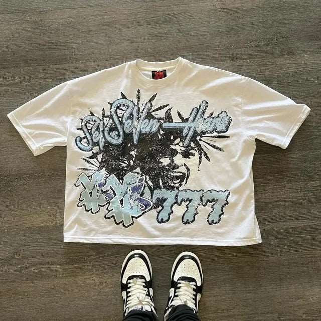 Cartoon demon graphic t shirts print oversized streetwear