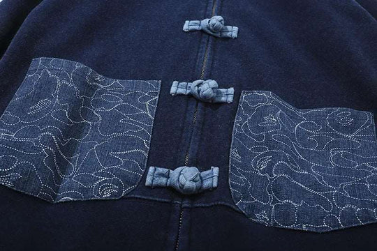 Bape Denim Washer Wrinkle Fabric Hooded Sweatshirt